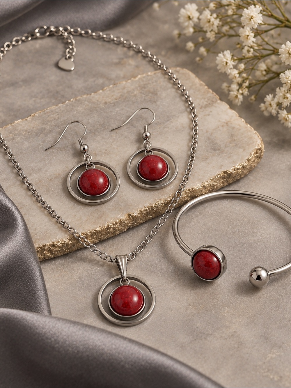 Red Jade (dyed)jewelry set